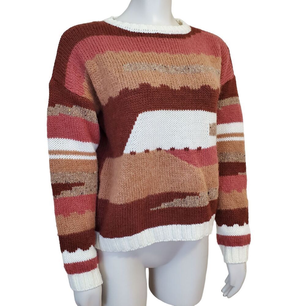 Elsamanda Italy Southwestern Desert Sweater wool alpaca blend lightweight size M
